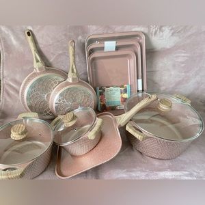 12 Piece County Kitchen Pot Set - Pink